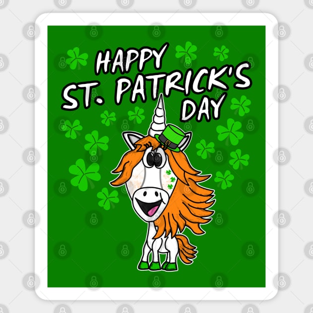 Happy St. Patrick's Day 2022 Unicorn Irish Shamrocks Magnet by doodlerob